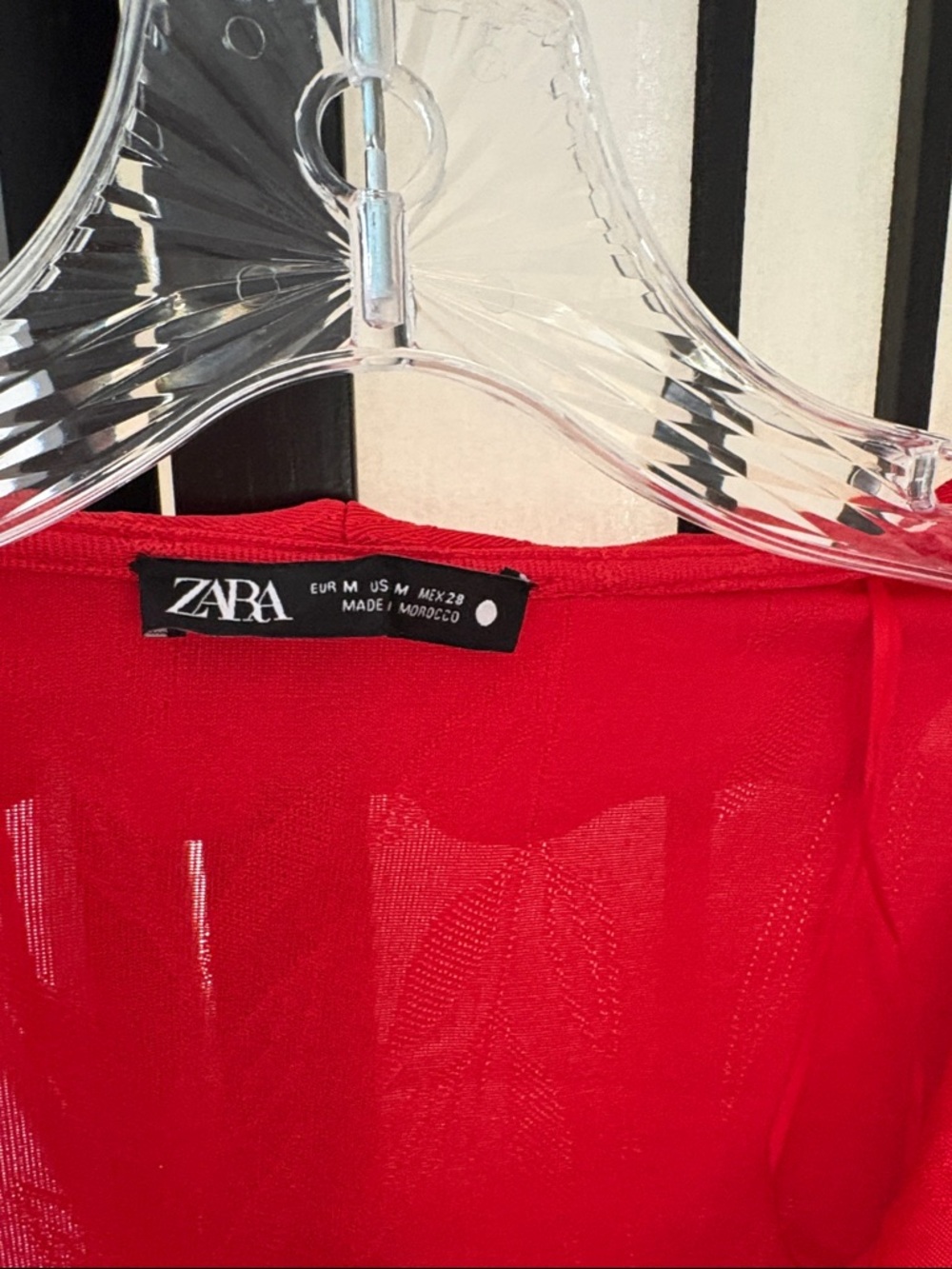 Zara Red Ruffle Ruched Long Sleeve Dress - Picture 7 of 10